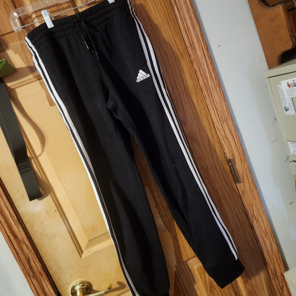adidas Black Sweatpants with White Stripes